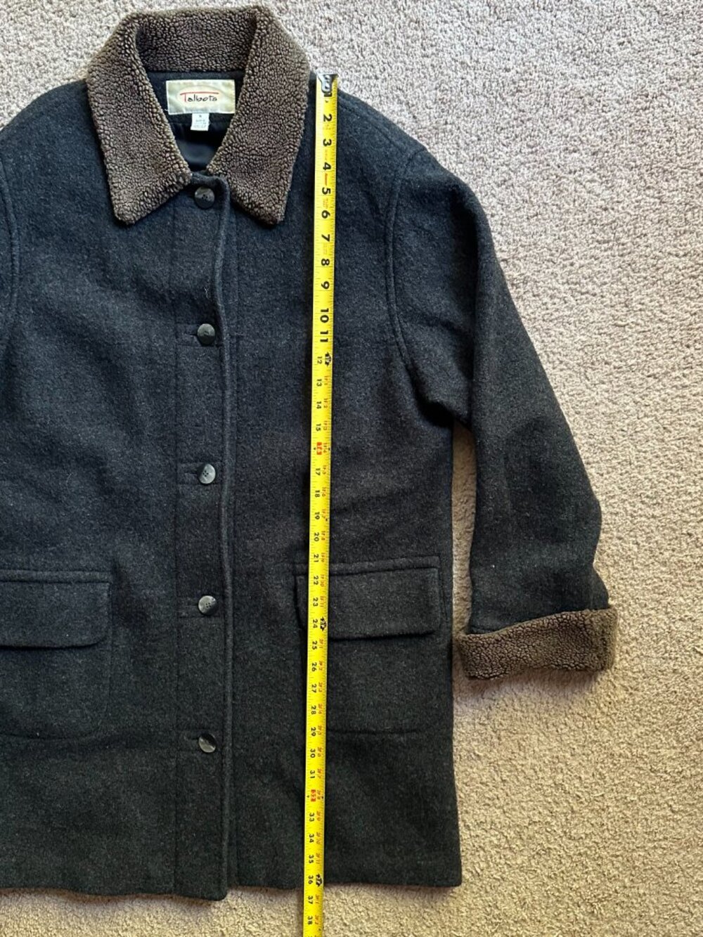 Talbots Jacket Womens Medium Button Close 100% Wool Grey Pockets Overcoat - Picture 7 of 14